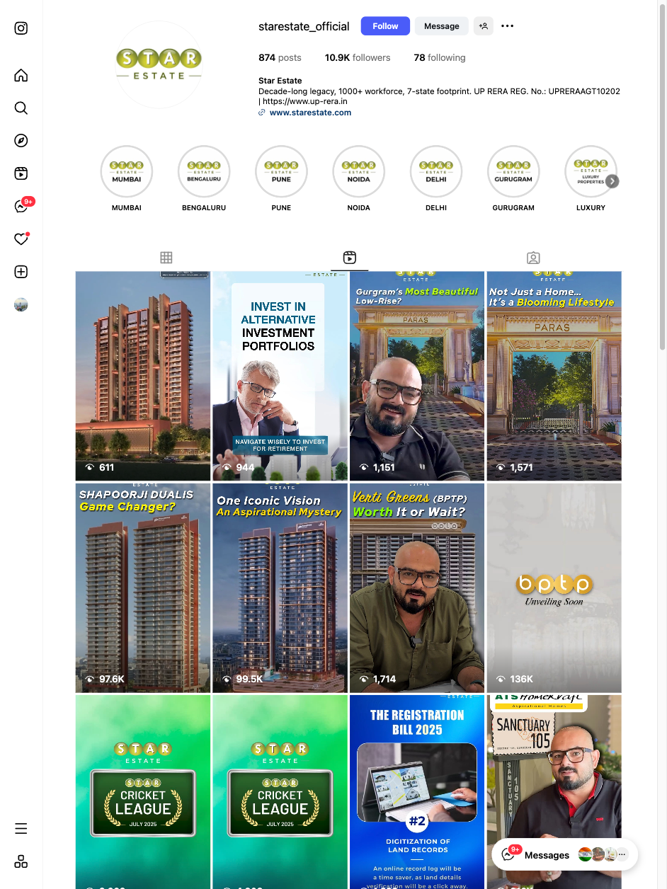 Star Estate shares behind-the-scenes videos, client Q&As, and real estate tips to connect with buyers on social media.