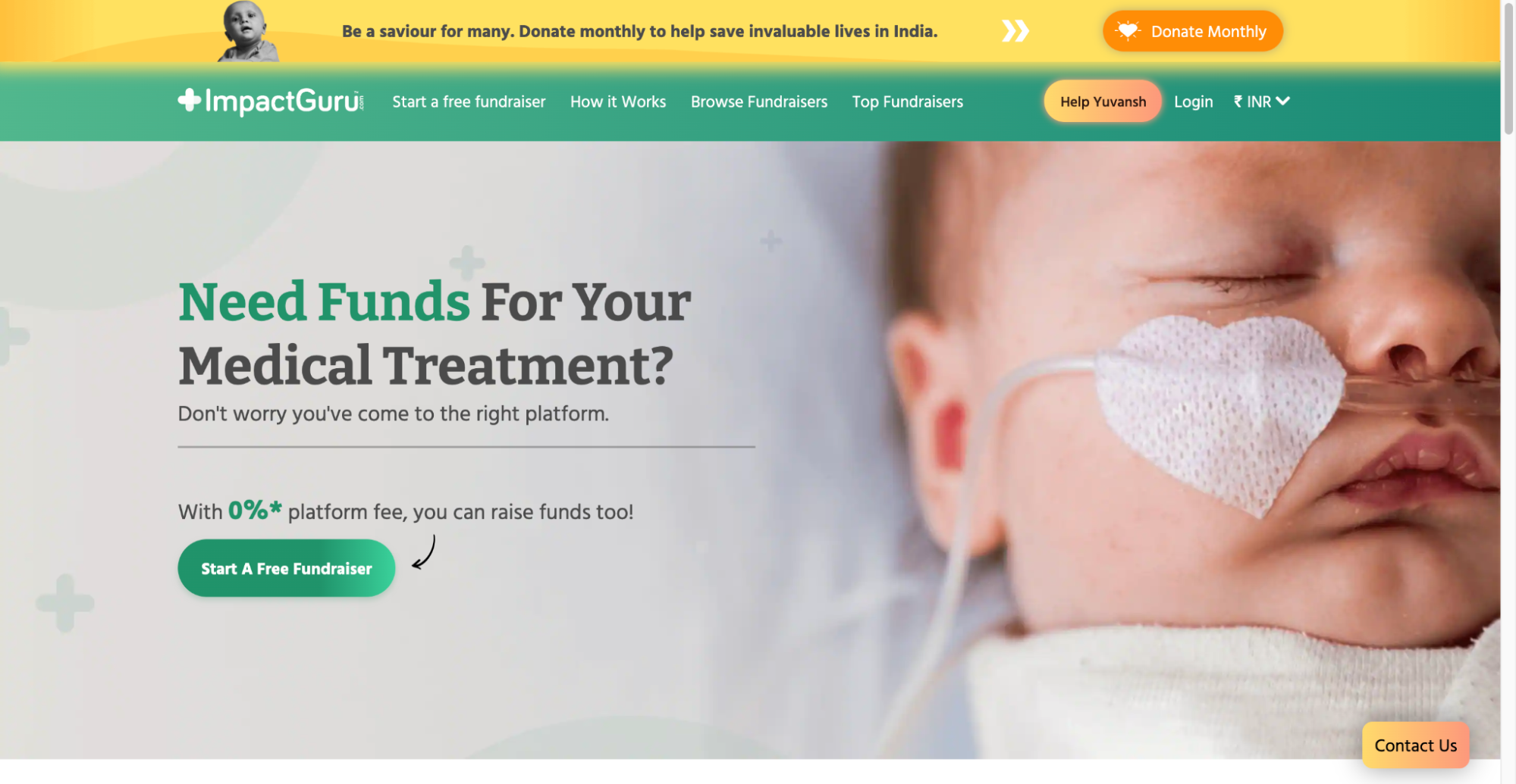 ImpactGuru is a crowdfunding platform supporting social causes and healthcare needs in India.
