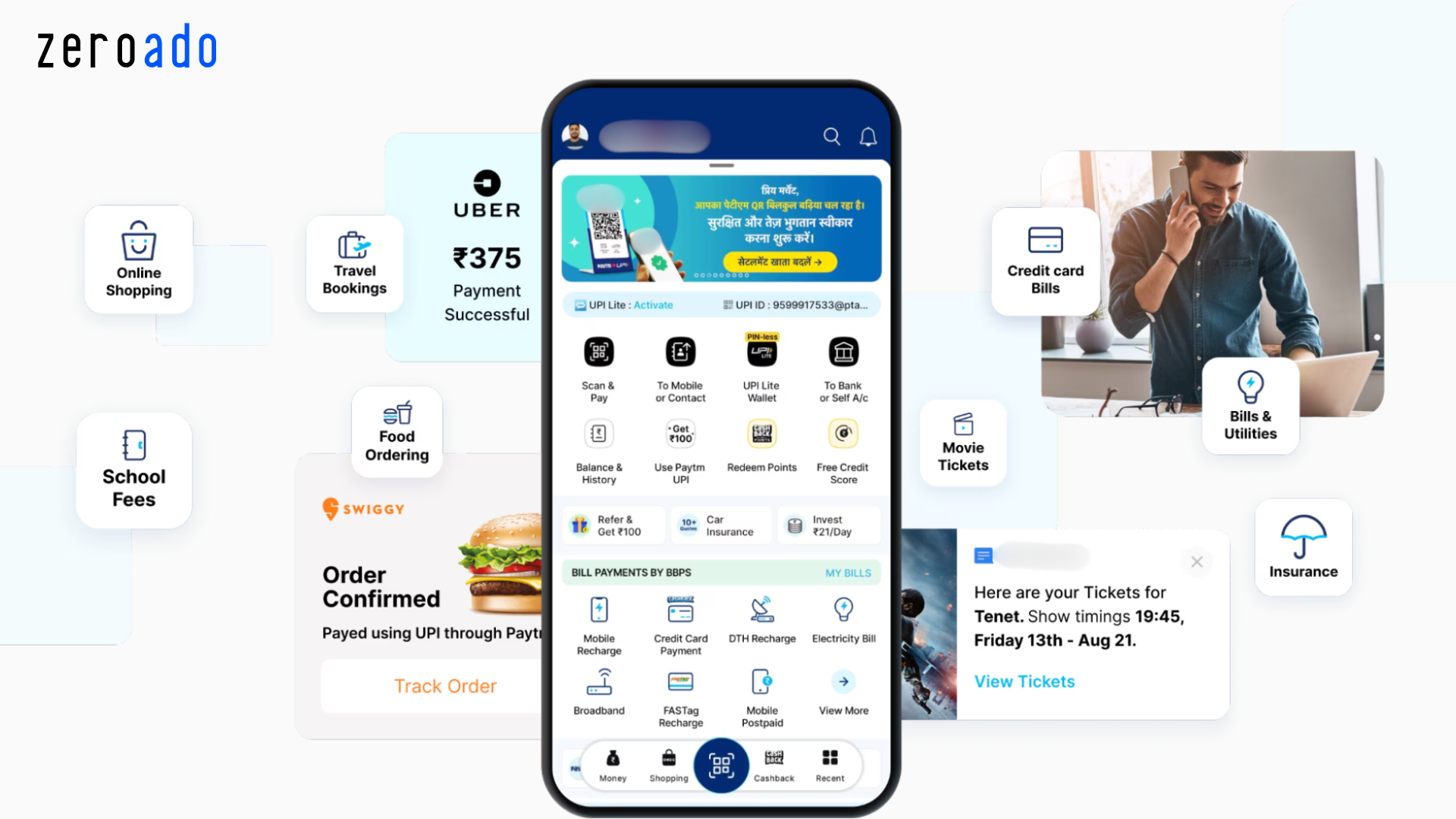 Paytm dashboard showing the interface of one of India’s leading fintech apps.
