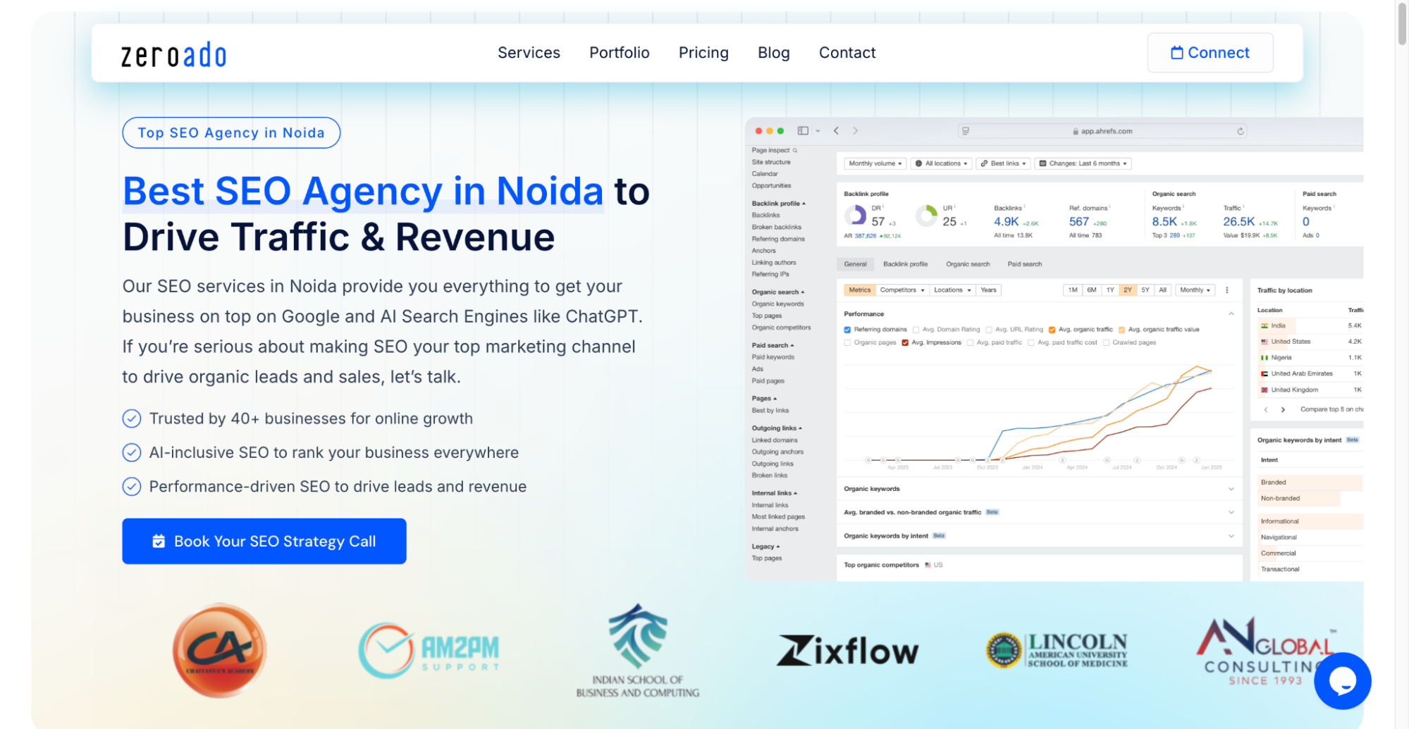 ZeroAdo is a top SEO agency in Noida delivering AI-first, data-driven SEO strategies that grow traffic and leads.