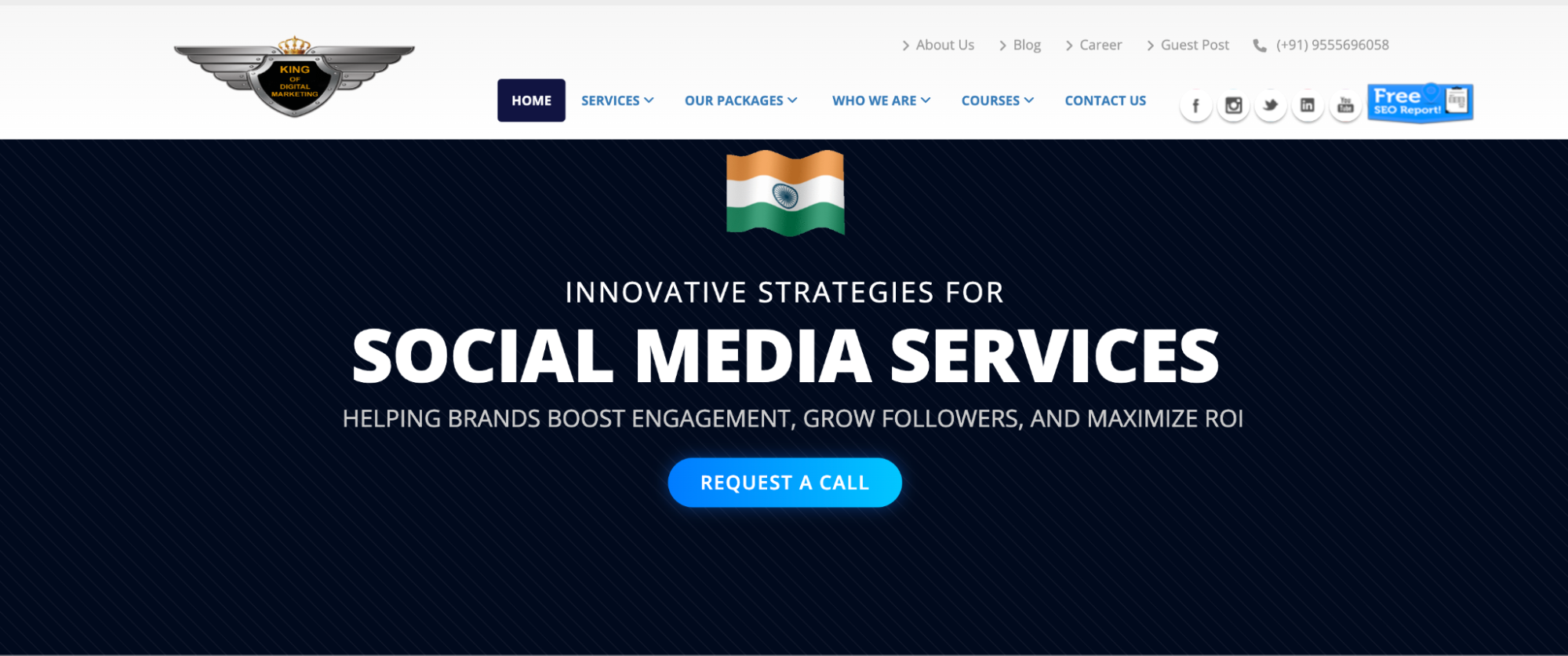 King of Digital Marketing website displayed as a digital marketing agency in South Delhi.