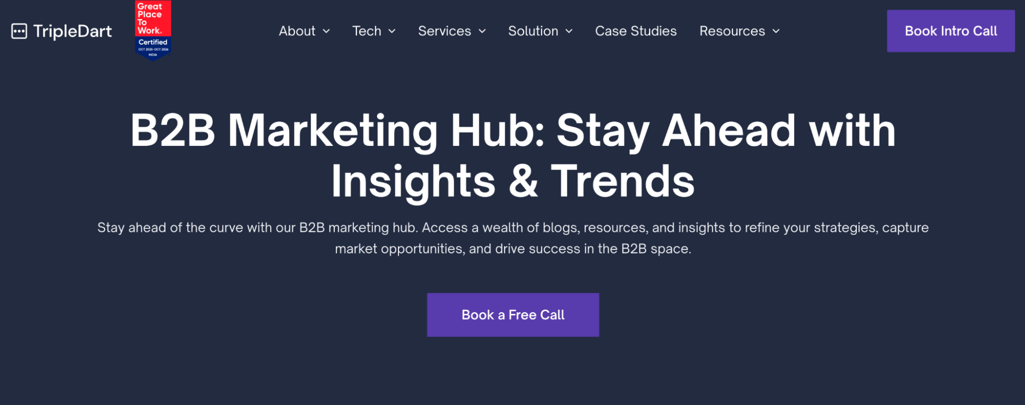Triple Dart is a B2B SaaS marketing agency in Bangalore offering SEO, PPC, ABM, and growth services.