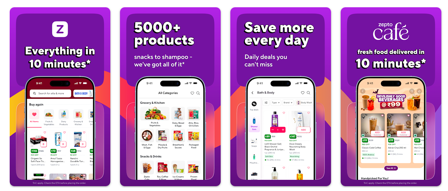 Zepto, a leading startup in Bangalore, promises 10-minute grocery delivery through its innovative quick commerce model.