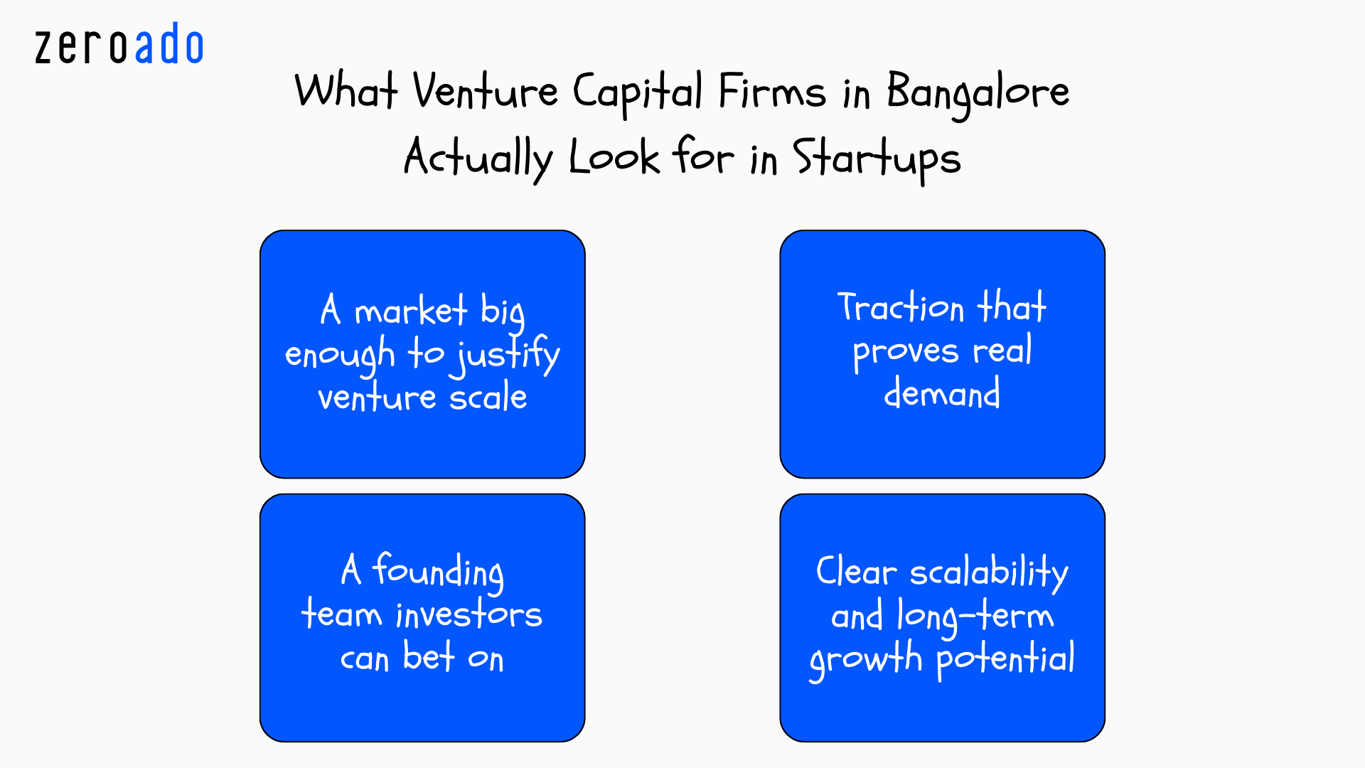 What venture capital firms in Bangalore look for when evaluating startups.